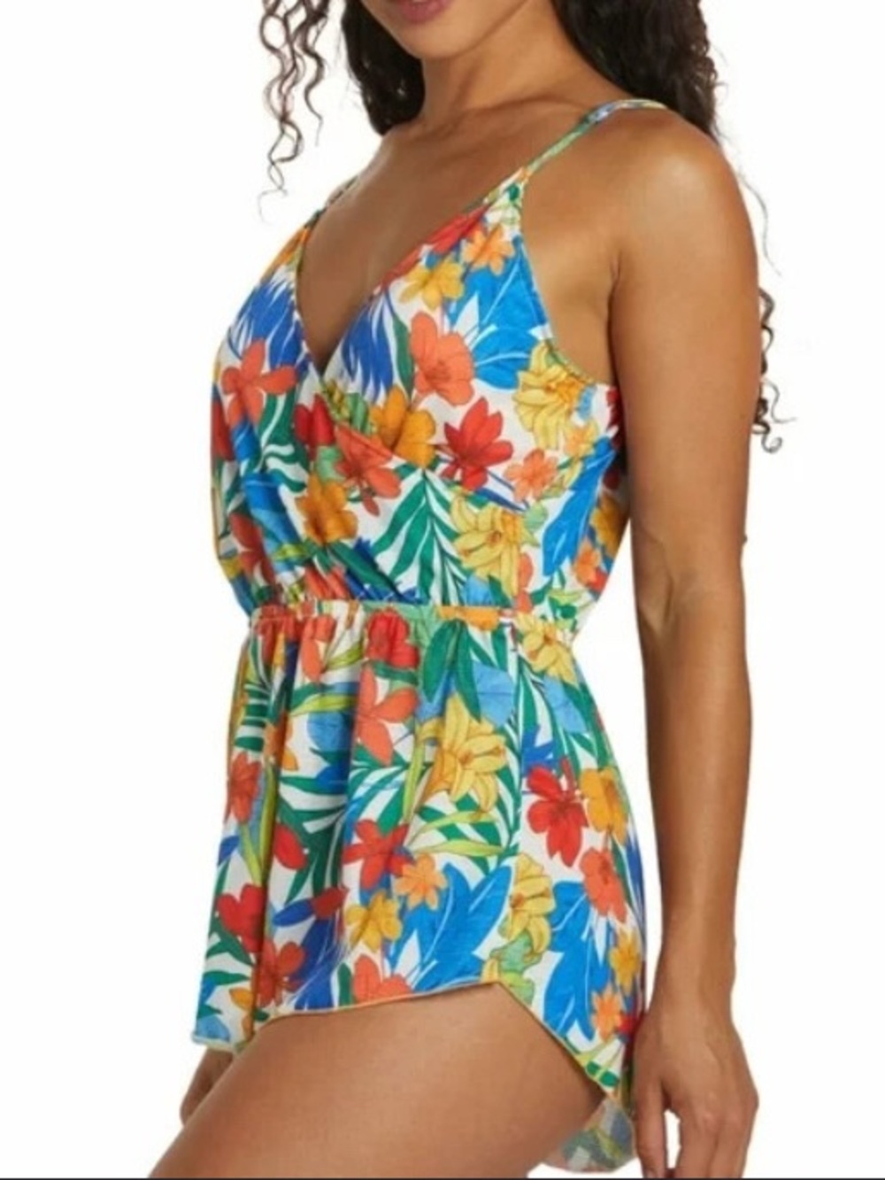 Hurley Beach Botanic Floral Hawaiian Short Romper Size Medium Wrap Cover Up
